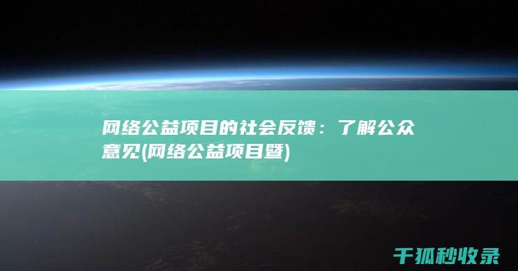 网络公益项目的社会反馈：了解公众意见 (网络公益项目暨)