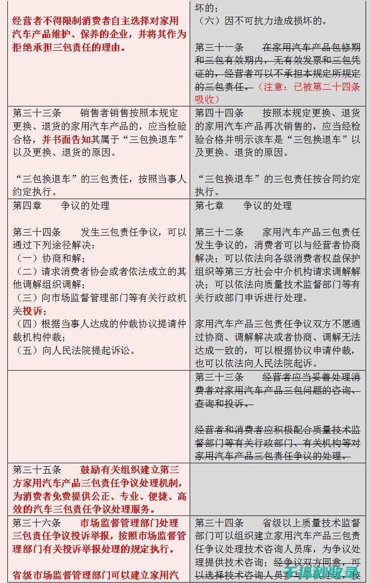 三包政策范围